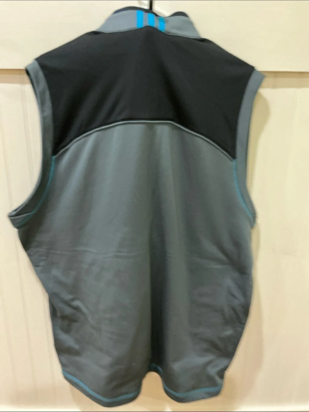 adidas Slate Blue and Black Sleeveless Quarter-Zip Golf Vest